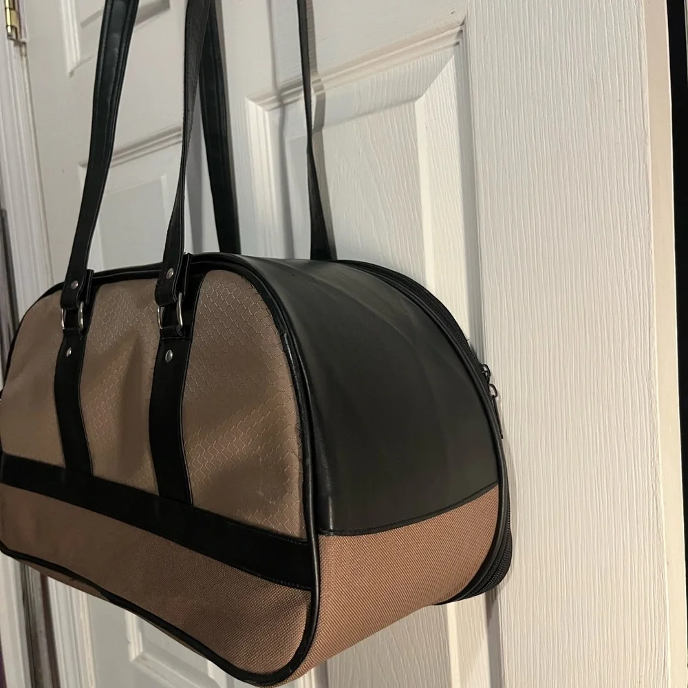 Stylish Black and Brown Dog Carrier Like New